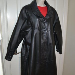 Midnight Velvet Black Leather coat A-line (Maternity possibly) Women's M/L